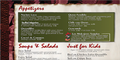 Appetizers/Fajitas/Steak & Seafood