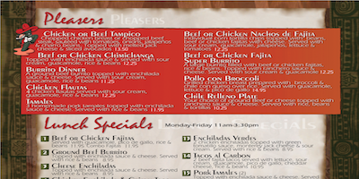 Lunch/Desserts/Drinks/A La Carte